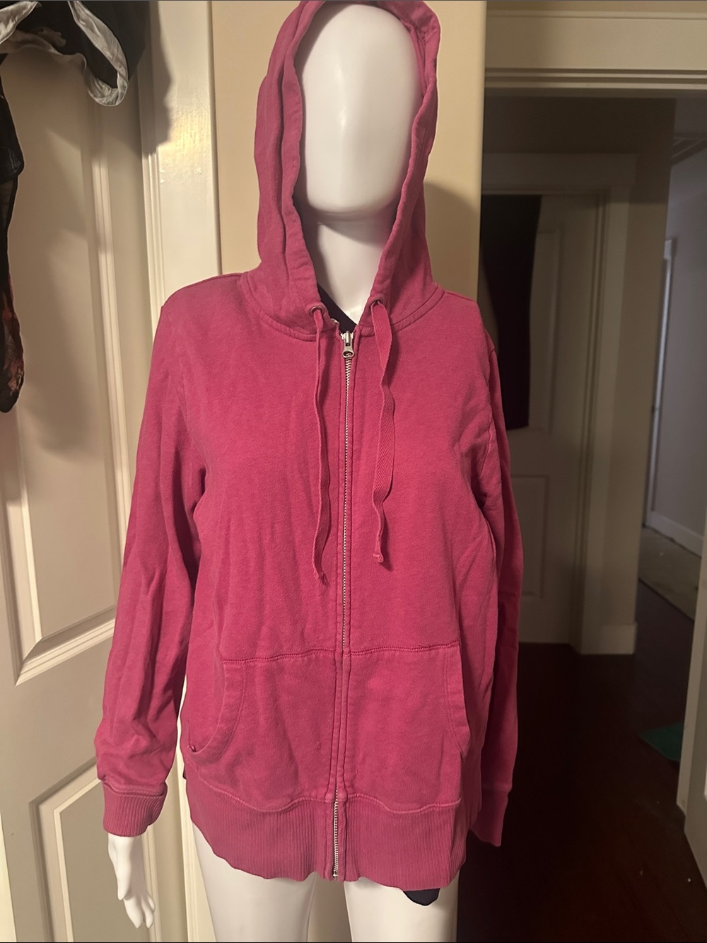 Vintage 2008 Old Navy Pink Full Zip Hoodie Fleece Sweatshirt XL